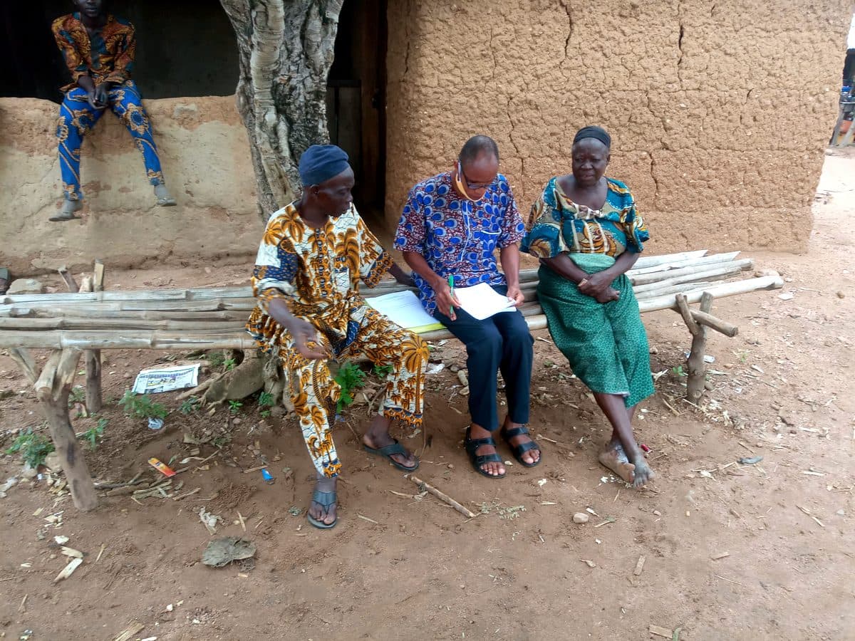 A field interviewer conducting a household interview